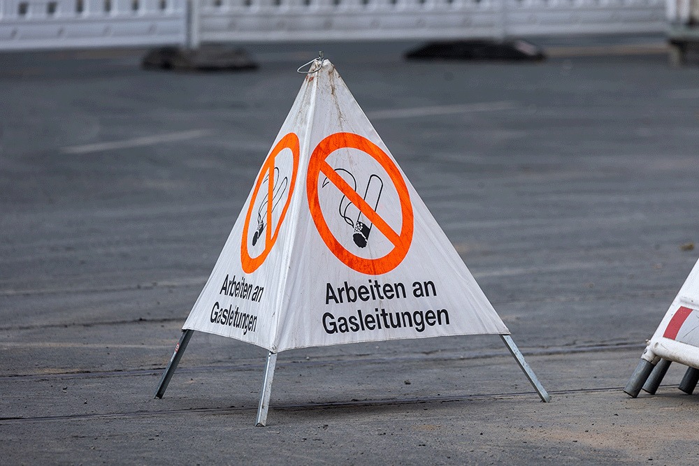 Warnschild Gasarbeiten